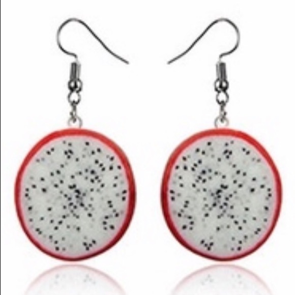 Jewelry - dragonfruit slice fruit earrings